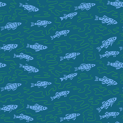 Fishwave fish fishing graphic design illustration marine repeat pattern salmon surface design trout underwater