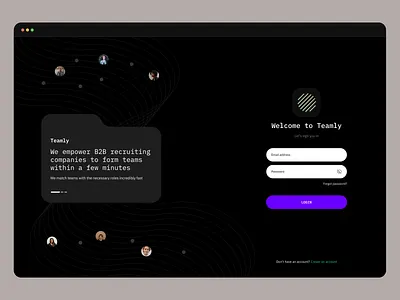 Teamly - Login ai app design hr login ui ux