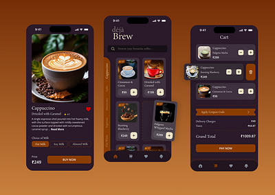 Coffee App Design app designe branding dashboard designe design figma illustration interactive designe product designe ui web designe