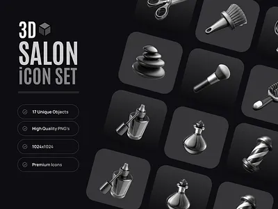 Premium 3D Salon Icons Set: Elevate Your Beauty App or Website 3d 3d salon icons aesthetic service icons beauty icons beauty tech graphics hair salon graphics hairstyling 3d art icon salon app symbols spa icons 3d ui ux