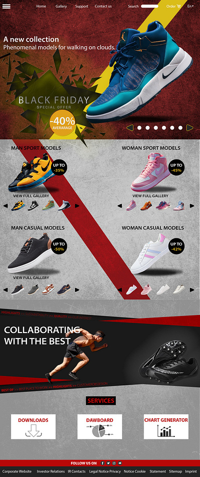 Sports shoes website branding graphic design site design ui web design