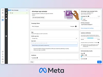 Advantage+ App Campaigns ai automation facebook machine learning meta uxui