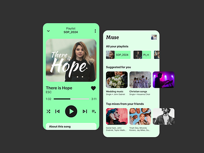 Muse interface music app product design ui