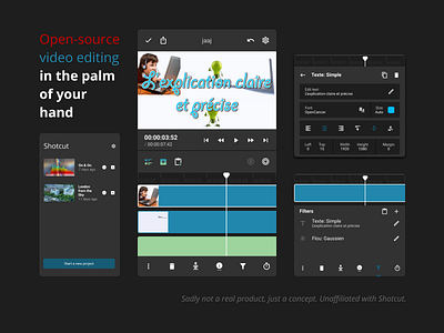 Shotcut mobile concept material mobile open source ui video editor