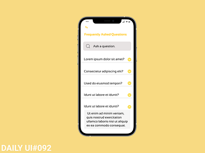 DailyUI #092- FAQs app design ui ux