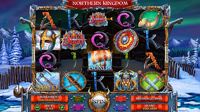 The Main UI animation of the online slot game "Northern Kingdom" casino animation casino art characters animation digital art gambling gambling animation gambling art game art game design graphic design slot animation slot design symbols animation viking characters viking symbols vikings game vikings themed