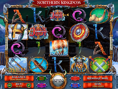 The Main UI animation of the online slot game "Northern Kingdom" casino animation casino art characters animation digital art gambling gambling animation gambling art game art game design graphic design slot animation slot design symbols animation viking characters viking symbols vikings game vikings themed