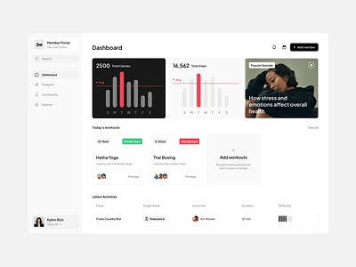 Fitness Dashboard activity activity tracker app dashboard design exercise fitness dashboard goal health health dashboard interface minimal product product design service startup ui ux web website