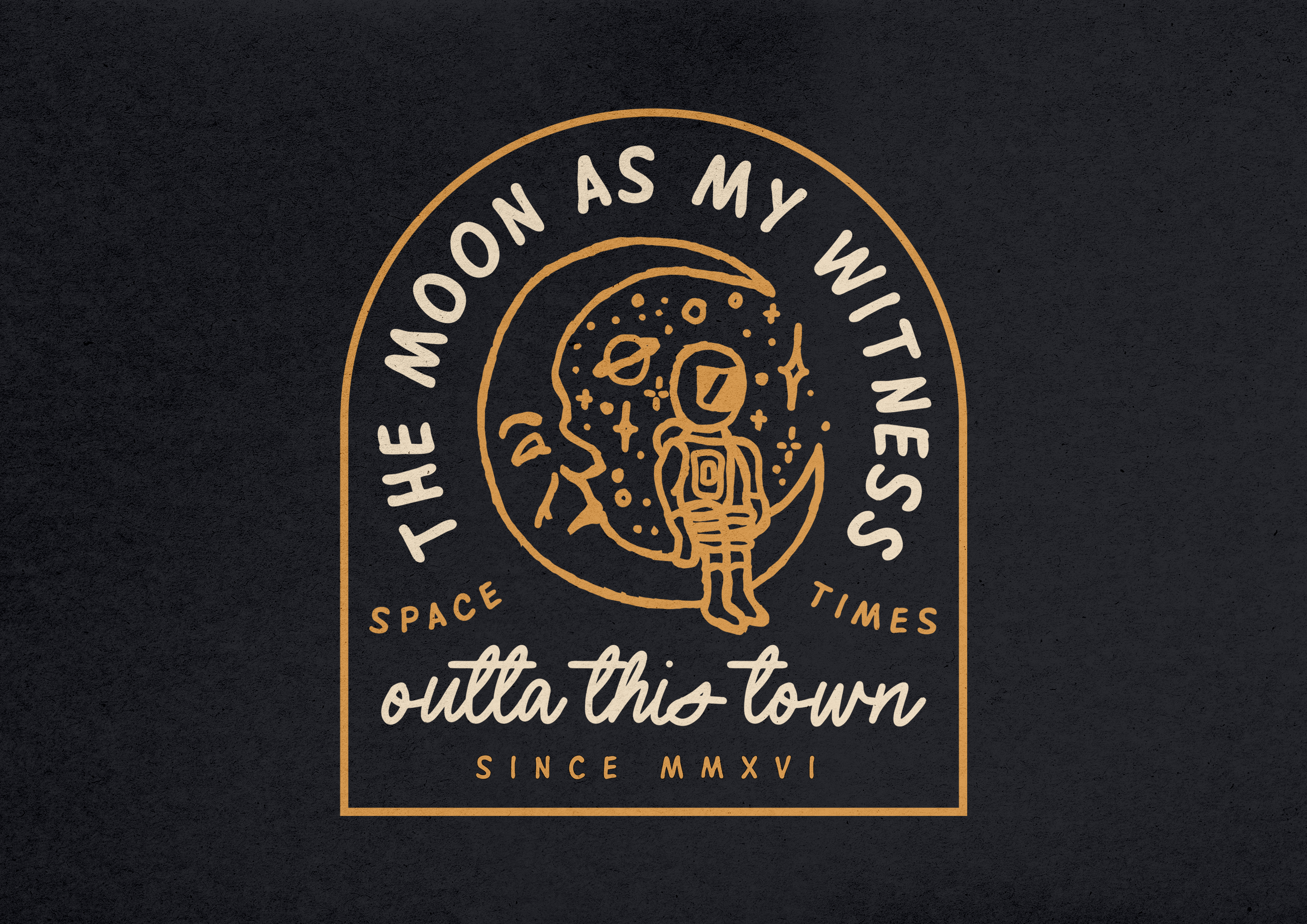 The Moon As My Witness 🧑‍🚀🌙 astronaut badge branding creative design graphic design hand drawn identity illustration logo logo design moon space t shirt design type typography