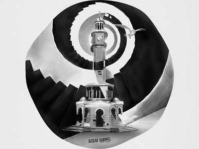 Untitled VI basarkurnaz2024 basarkurnazartworks blackandwhite clocktower digitalart izmir