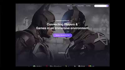 Gaming website graphic design ui