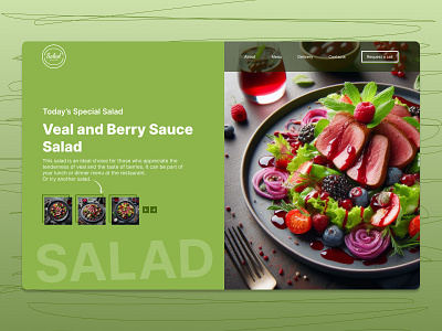 Homepage of the Salad restaurant ai graphic design landing logo restaurant ui ux