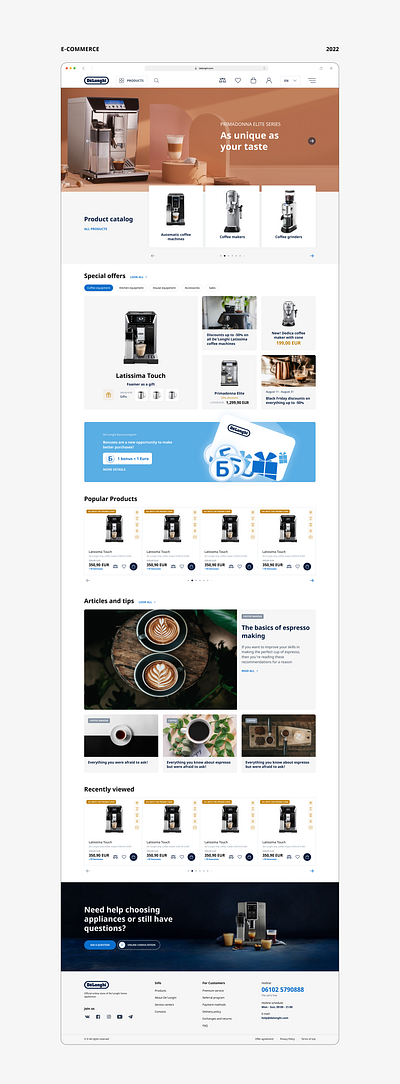 Delonghi E-Commerce coffee design e commerce shop ui ux website