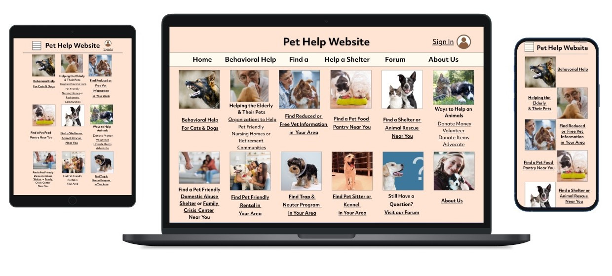 Pet Help Responsive Website adobexd design prototyping responsive website design ui user research ux design web design wireframing