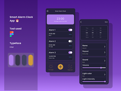 Mobile App: Smart alarm clock app graphic design hierarchy ui visual design