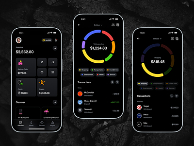 Current: The Future of Banking android bank banking clean dark finance fintech insights ios modern money neobank productdesign spending ui uidesign ux