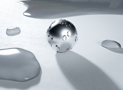 Metal ball with droplets blender model and render 3d 3d art 3d model blender branding design logo photorealistic photorealistic render product render render