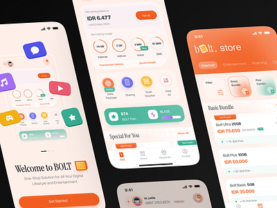 BOLT - Internet Provider App app card clean entertainment internet provider mobile mobile app package provider provider app ui ui design uiux ux ux design