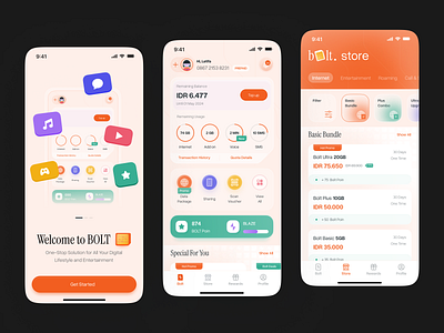 BOLT - Internet Provider App app card clean entertainment internet provider mobile mobile app package provider provider app ui ui design uiux ux ux design