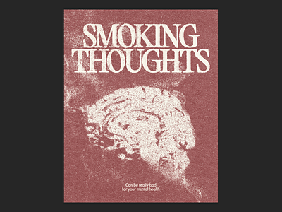 Smoking Thoughts Poster brain graphic design mental health poster psychology vintahe