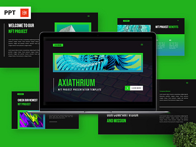 Axiathrium - Nft Powerpoint Templates crypto green infographic portfolio powerpoint presentation