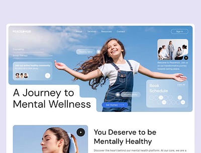 Peacehub - Mental Health Clinic Website Design bento business clean figma figma template landing page mental health mental illness minimalist modern peace peterdraw professional therapy ui ui design uiux website website design wellness