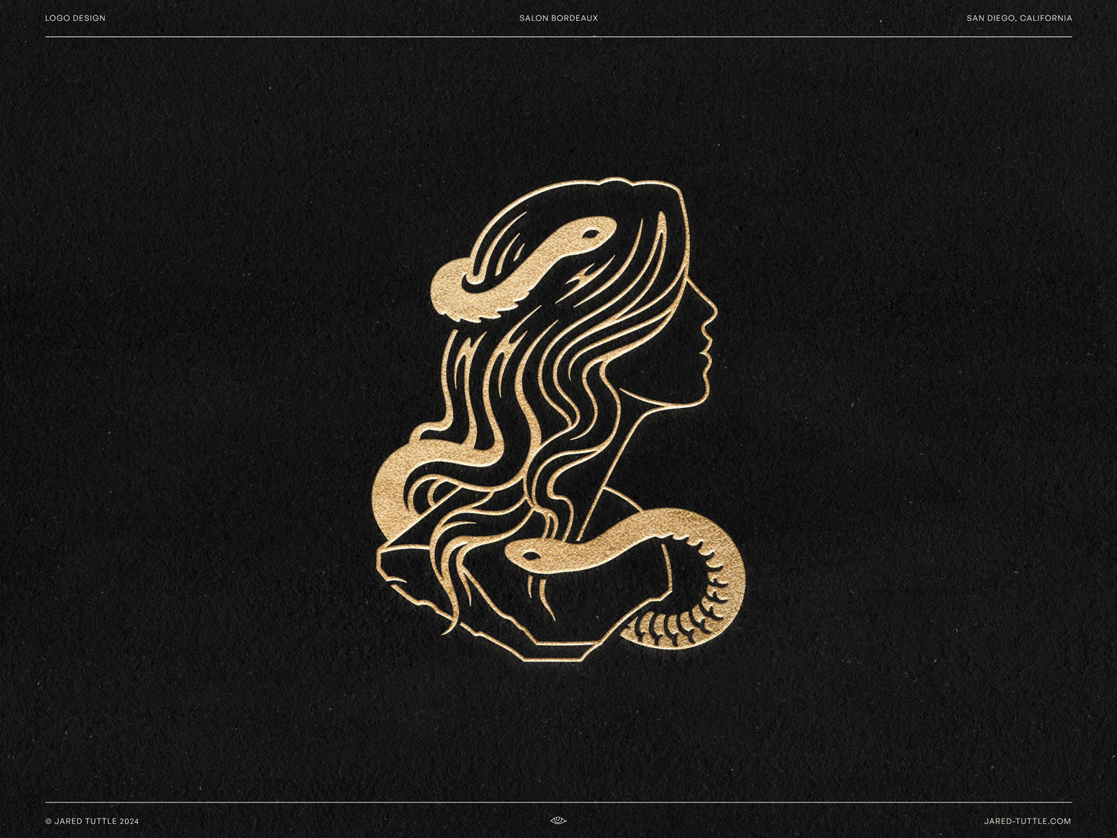 Salon Bordeaux branding bust gold identity design illustration illustrator linework logo logo design profile salon snakes