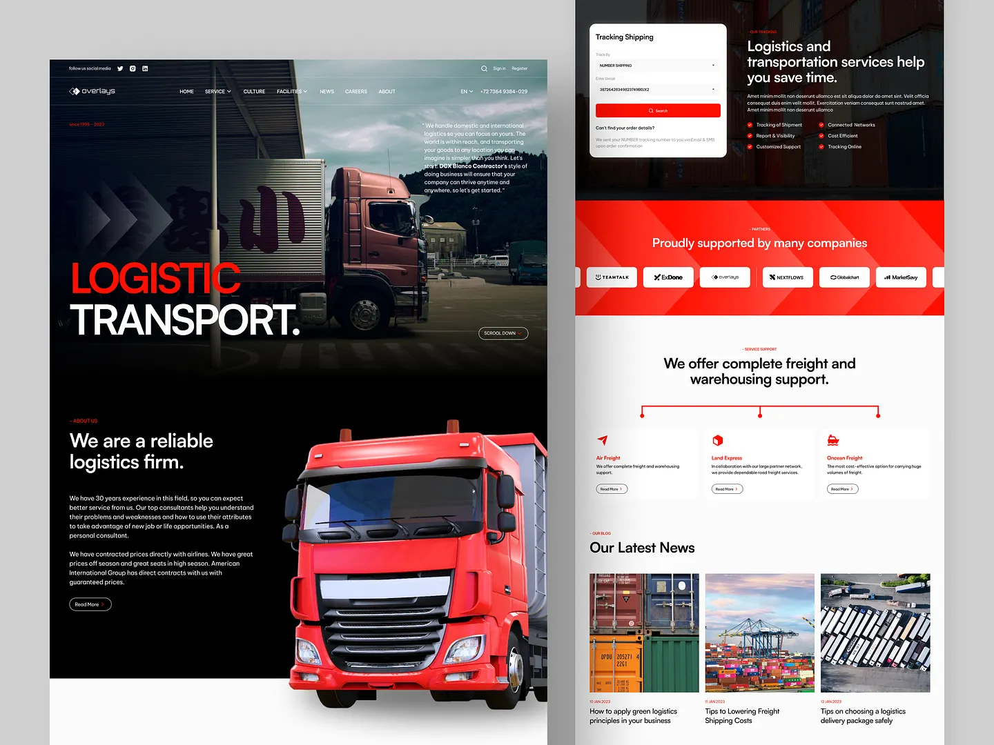 Modern Warehouse Website Design for Logistics and Transport