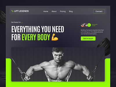 Gym Web Header Design clean creative design fitness graphic design gym gym website header design health modern sports trending ui uiux ux website workout