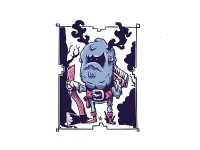 Forester axe beard cartoon character character design forest horns procreate synth