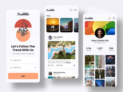 Doubbble - Social Media ~ Mobile App app branding design graphic design health illustration logo mobile app social media ui ux vector