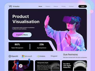 VR Vriealta Website Design 3d art agency app branding clean dashboard design digital hero section landing page minimal project service training typography ui ux virtual reality web website