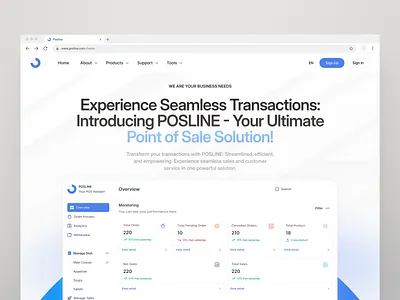 Posline - Hero Section agency agency website animation cashier design point of sale pos pos design pos system restaurant saas ui ui design ux ux design website website design website ui