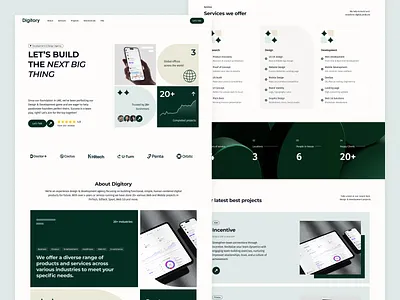 Digitory - Landing | Web Design, UI/UX Design agency development green home landing single page studio ui ux web design website