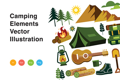 Camping Elements Vector Illustration recreation