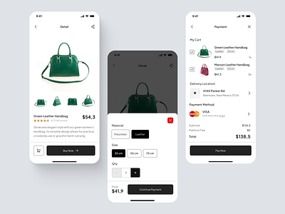 Bagup - Online Store App accessories checkout clean detail ecommerce fashion flow handbag marketplace mobile app online payment purchase retail shop store stylish ui ux wallet
