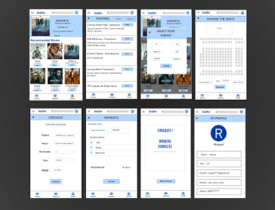 basic wireframe and rough mockup process of ticket booking app mockup wireframe