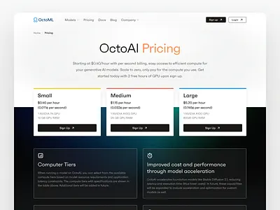 OctoAI Pricing - Site Redesign artificial intelligence b2b bellingham breadcrumbs card deck desktop hero navbar navigation octoai pricing page product design saas washington web design webstacks