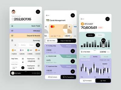 Fintech application💸💎 analytic app design application banking bitcoin capital chart crypto cryptocurrency finance fintech minimal mobile money product product design statistics transfer ui ux