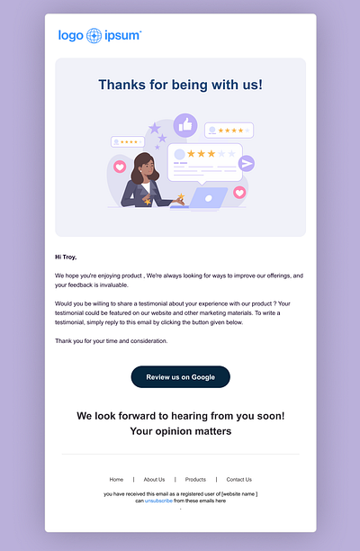 Email Template for Testimonial design email template graphic design illustration review testimonial ui ux