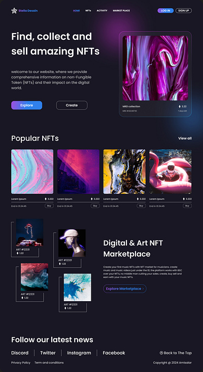 NFTs Web Design design figma figma design graphic design nfts nfts website ui design uiux ux design web design