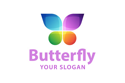 Beautiful Butterfly Logo Rainbow Template animal beautiful beauty branding business butterfly colorful design gradient graphic design insect logo logo design wildlife