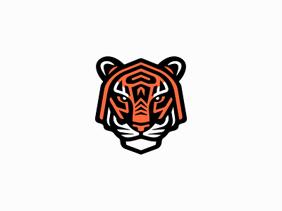 Tiger Logo animal branding cat design emblem feline geometric icon identity illustration lines logo mark mascot orange sports symbol tiger vector wildlife