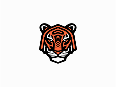 Tiger Logo animal branding cat design emblem feline geometric icon identity illustration lines logo mark mascot orange sports symbol tiger vector wildlife