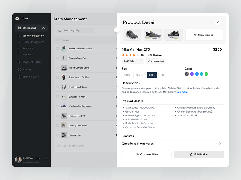 E-Commerce - Product Detail clean clothing dashboard design detail page details e commerce ecommerce fashion online store product product detail product page shop store trend ui ux web design website