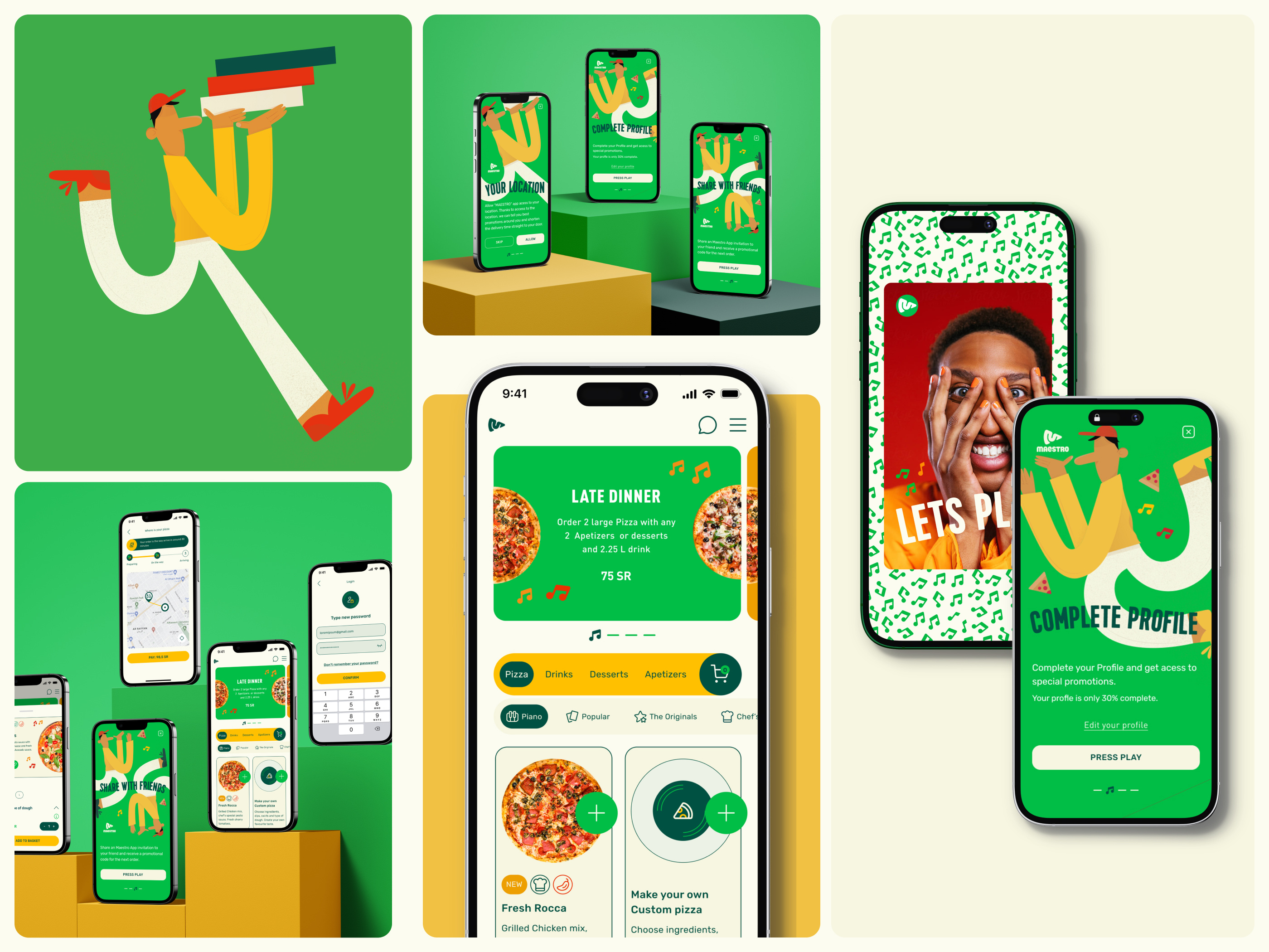 Maestro Pizza App Reskin app design food app illustration pizza pizza app ui