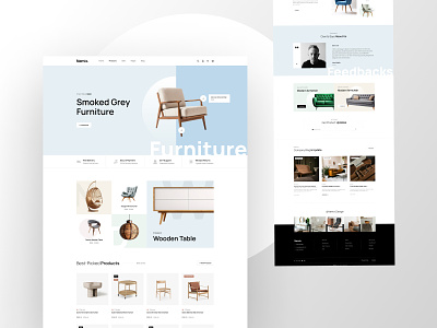 Nemix Furniture Website Design blog category design ecommerce footer furniture header landing page landingpage nemix product product card ui ui design ux ux design woocommerce