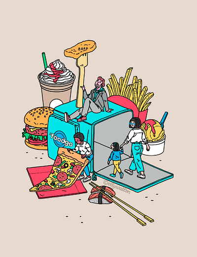 Delivery takeaway food isometric illustration advertising illustration artwork deliveroo delivery food digital art drawing editorial editorial illustration fast food fastfood food illustration illustration isometric artwork isometric illustration junk food just eat magazine magazine illustration takeaway food web illustration