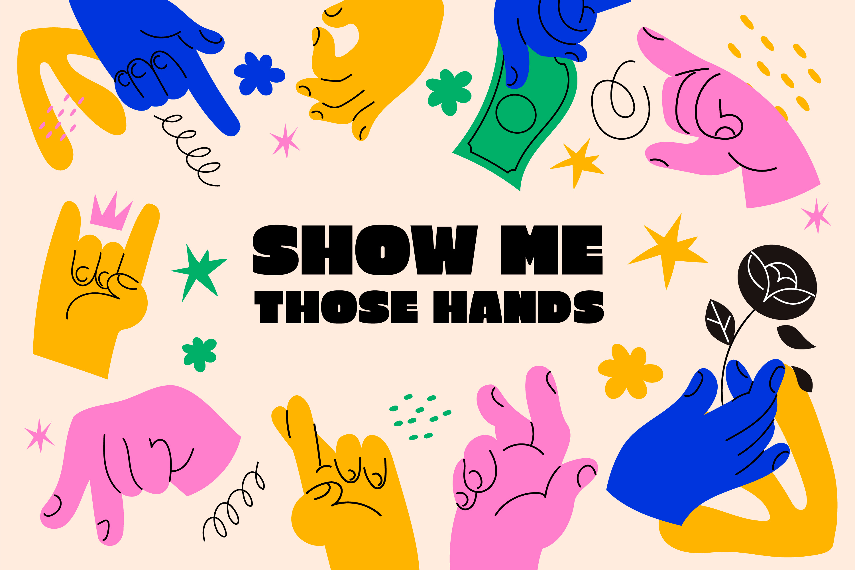 Show me those hands anatomy blue colorful drawing free freepik hand hand anatomy hand gesture hand pack hand pose hands pack pink vector yellow