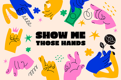 Show me those hands anatomy blue colorful drawing free freepik hand hand anatomy hand gesture hand pack hand pose hands pack pink vector yellow